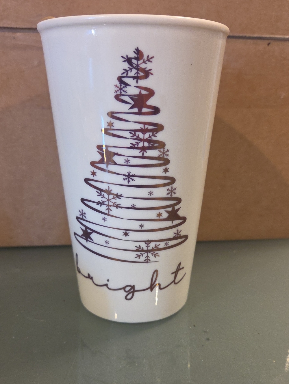 Market Place Gold Christmas Tree 16 Oz Tumbler Holiday Trees Bright